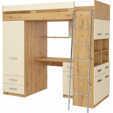 Divstāvu gulta LEVEL, labā puse, Ozols artisan/Krēmkrāsa